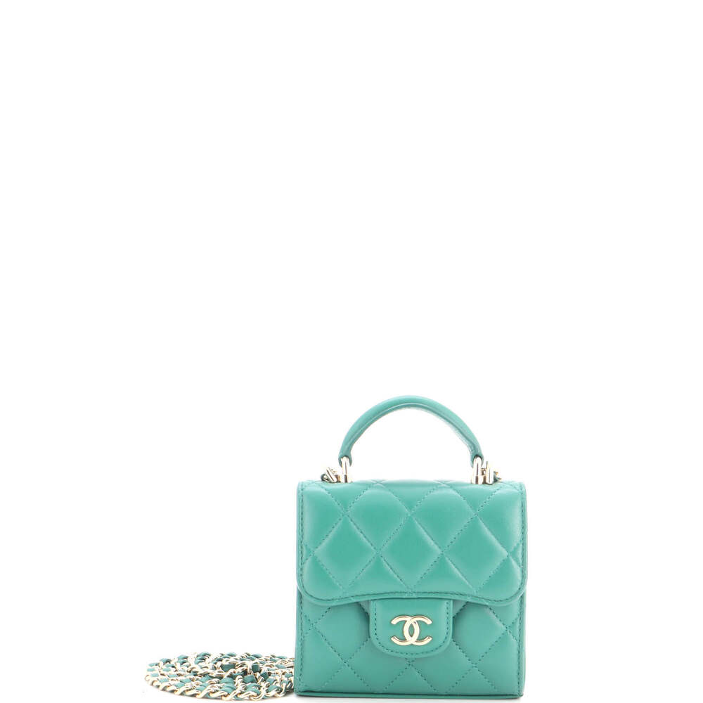 Chanel Square Classic Flap Top Handle Clutch with Chain